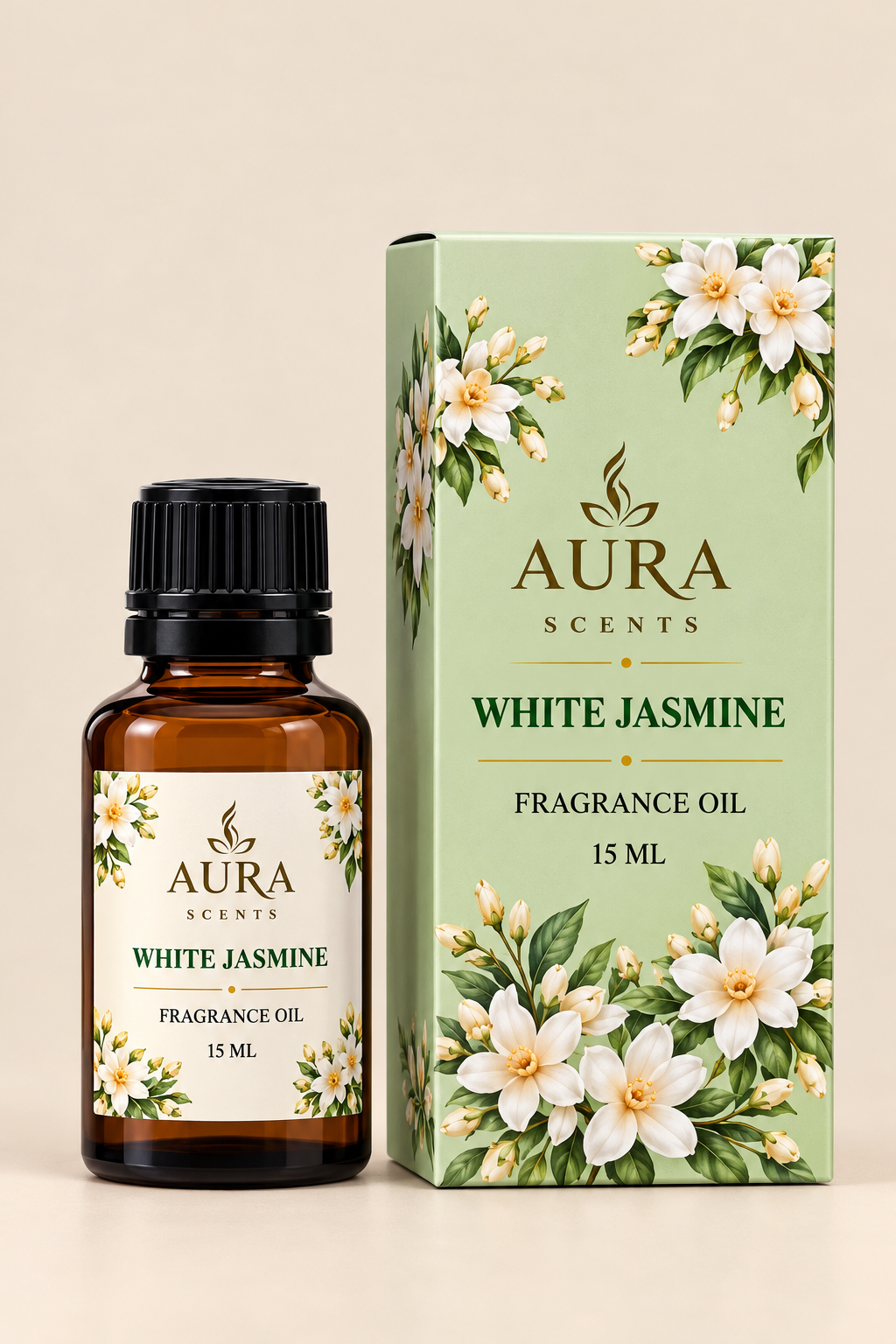 Aura Scents concentrated fragrance oil bottles with droppers